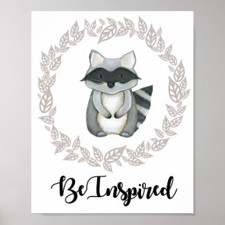 Woodland Racoon Print