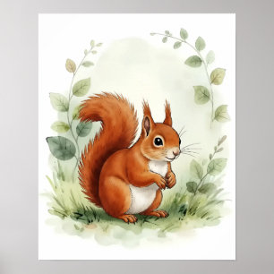 Woodland Red Squirrel Wall Art Nature Poster
