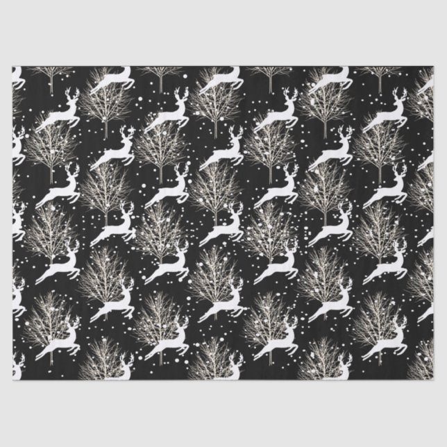 Woodland Reindeer - Black Tissue Paper (Front)