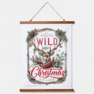 Woodland Reindeer Christmas Art – Vintage Holiday Hanging Tapestry