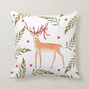 Woodland Reindeer Happy Holidays Personalised Cushion