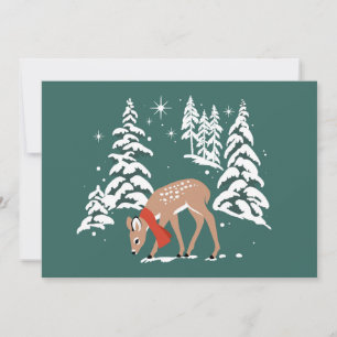 Woodland Reindeer in Winter Holiday Card