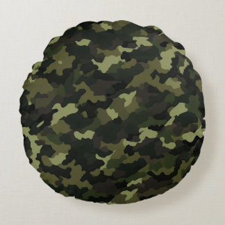 Woodland Retreat Camouflage Round Pillow