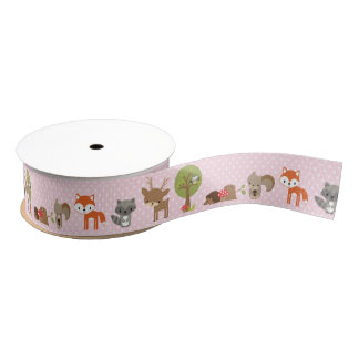Woodland Ribbon pink Grosgrain Ribbon