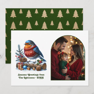 Woodland Robin Cosy Forest Christmas Magic Photo Holiday Card