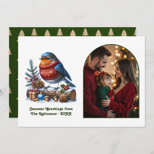 Woodland Robin Cozy Forest Christmas Magic Photo Holiday Card