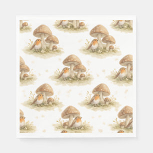 Woodland Robin & Mushroom Napkin
