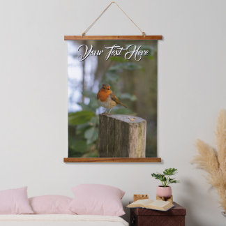 Woodland Robin Wood Topped Wall Tapestry