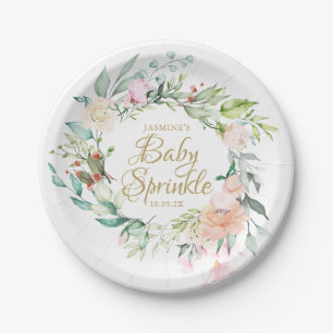Woodland Rose Couples Baby Sprinkle / Shower Paper Plate
