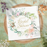 Woodland Rose Floral Gold Script Bridal Shower Napkin<br><div class="desc">Designed to coordinate with our sweet summer roses gold script bridal shower collection. An elegant floral napkin design featuring gold text framed by a garland of sweet summer roses. Ideal for your special bridal shower.</div>