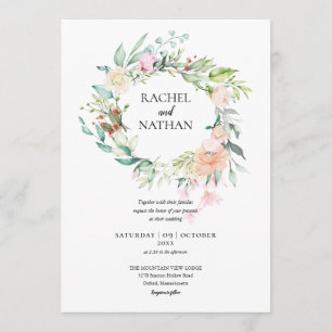 Woodland Roses Greenery Floral Wedding Invitation