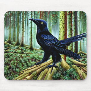 Woodland Rustic Black Raven Mouse Pad