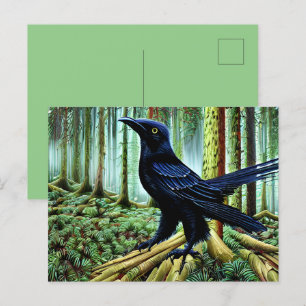 Woodland Rustic Black Raven Postcard