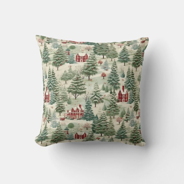 Woodland Rustic Country Christmas Cute Cosy Cushion (Front)