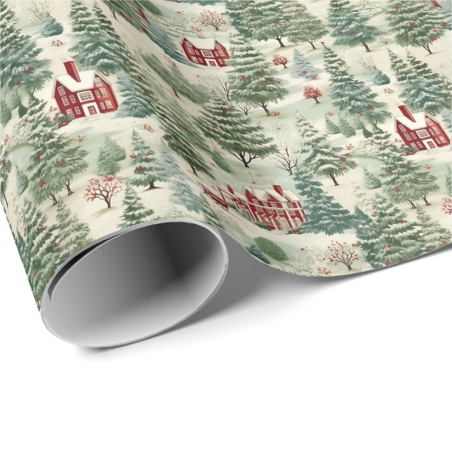 Woodland Rustic Country Christmas Cute Cosy Wrapping Paper (Roll Corner)