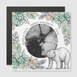 Woodland rustic foliage holiday magnetic card