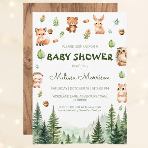 Woodland Rustic Forest Animals Baby Shower Invitation