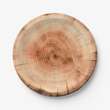 Woodland Rustic Watercolor Cut Tree Grain