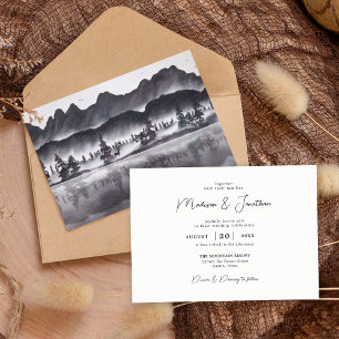 Woodland Rustic Woodsy Mountain Landscape Wedding Invitation