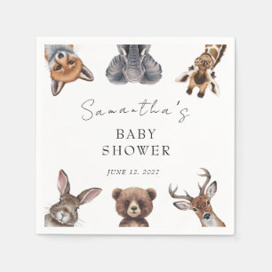 Woodland safari animals baby shower napkin