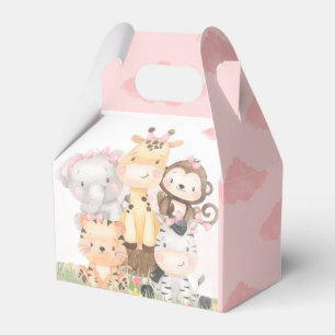 Woodland Safari Animals Girl Baby Shower Favour Box