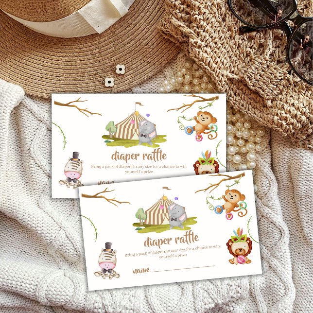 Woodland Safari Circus Diaper Raffle Baby Shower  Enclosure Card (Woodland Safari Circus Diaper Raffle Baby Shower Enclosure Card)