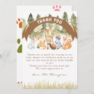 Woodland Safari Theme Baby Shower Thank You Card