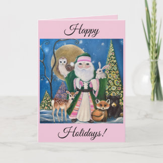 Woodland Santa and Animals Holiday Card