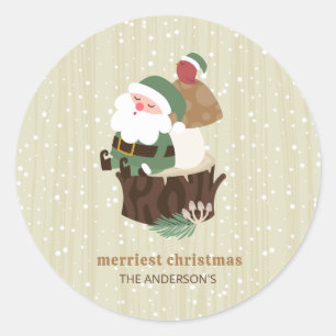 Woodland Santa Classic Round Sticker