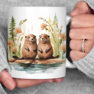 Woodland Scene 2 Beavers Wetland Coffee Mug
