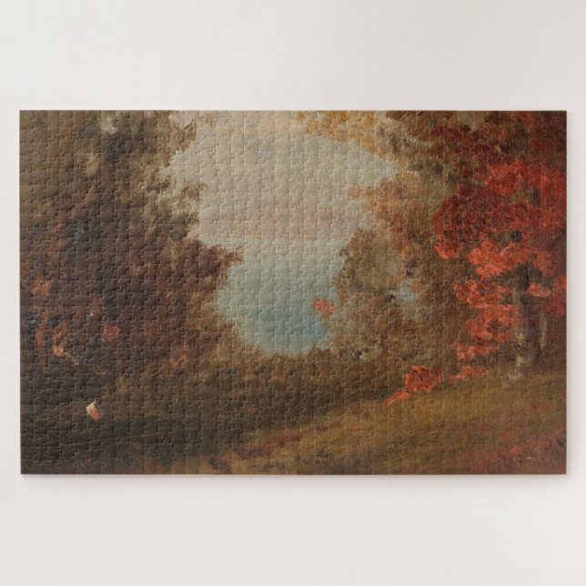 Woodland Scene In Autumn Hudson or Maine 1860 Art Jigsaw Puzzle (Horizontal)