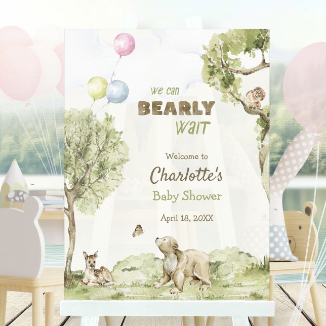 Woodland Scenery Bearly Wait Welcome Baby Shower Acrylic Sign (Woodland Scenery Bearly Wait Welcome Baby Shower Acrylic Sign ©Susanne Sachers - Sunny Mind 🌞)