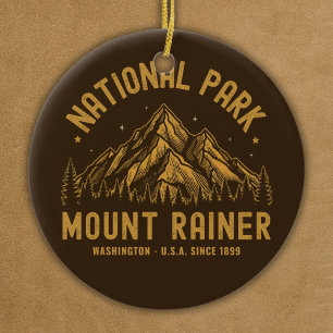 Woodland Scenery of Mount Rainier National Park Ceramic Ornament
