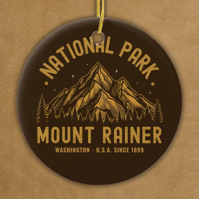 Woodland Scenery of Mount Rainier National Park Ceramic Ornament (Creator Uploaded)
