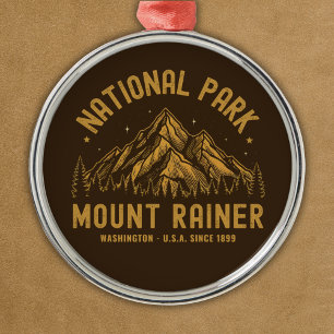 Woodland Scenery of Mount Rainier National Park Metal Ornament