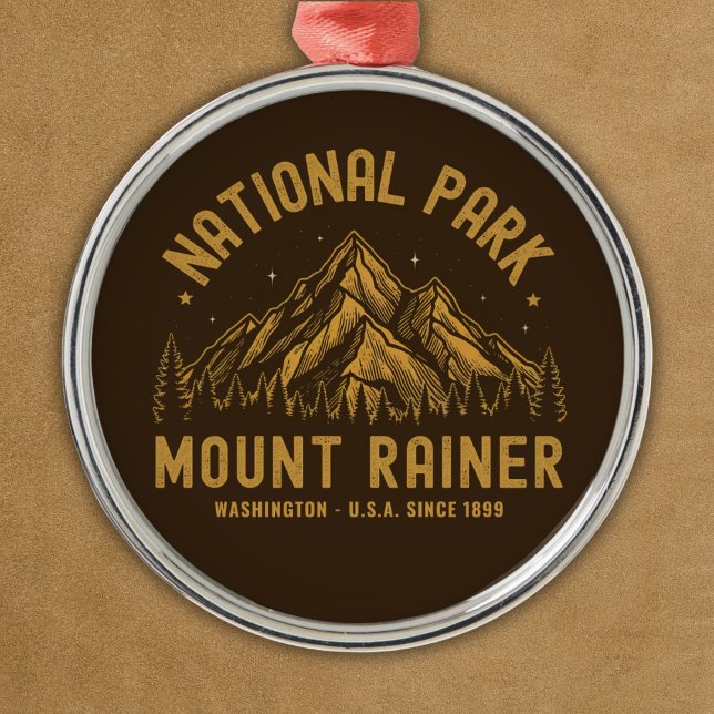 Woodland Scenery of Mount Rainier National Park Metal Ornament (Creator Uploaded)