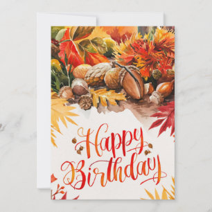 Woodland Season Autumn Fall Happy Birthday Card