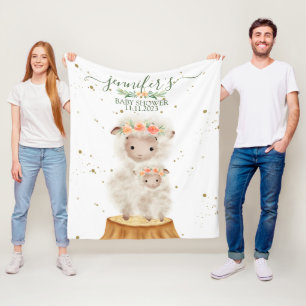 Woodland Sheep Animal Baby Shower Family Fleece Blanket