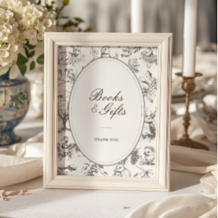 Woodland Sketched Baby Shower Books and Gifts Poster