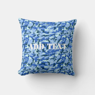 Woodland Sky Blue Camouflage Cushion