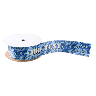 Woodland Sky Blue Camouflage Satin Ribbon