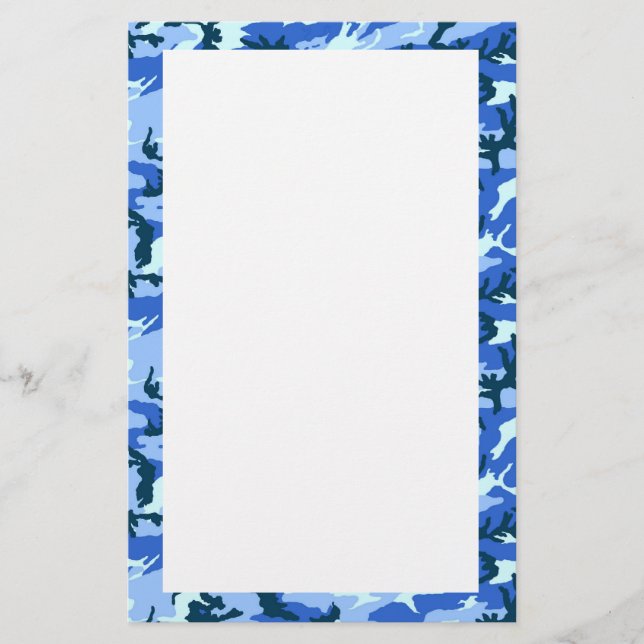 Woodland Sky Blue Camouflage Stationery (Front)