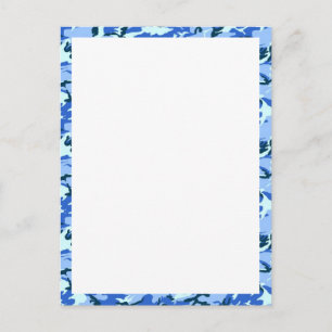 Woodland Sky Blue Camouflage With White Postcard