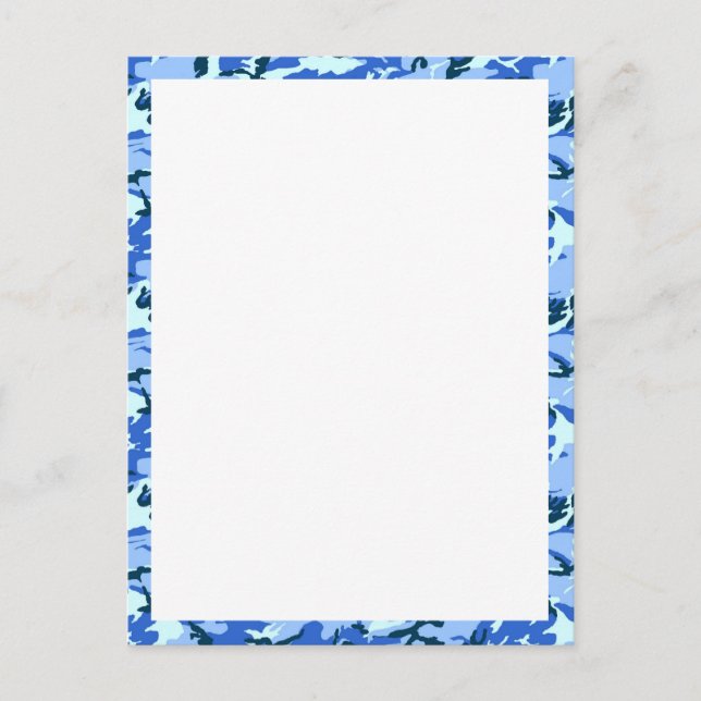 Woodland Sky Blue Camouflage With White Postcard (Front)