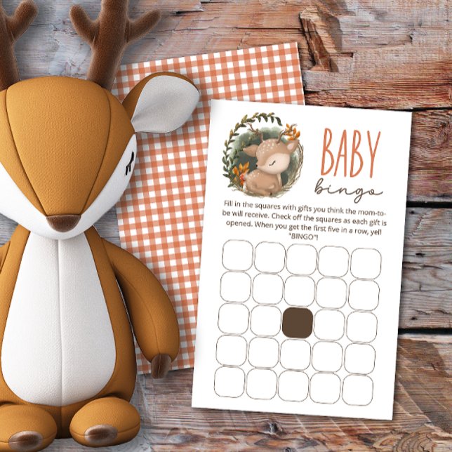 Woodland sleaping baby deer baby shower bingo game (Creator Uploaded)