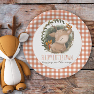 Woodland sleaping baby deer watercolor baby shower paper plate