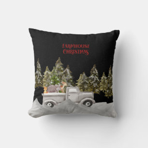 Woodland Snowfall  Farmhouse Christmas Cushion