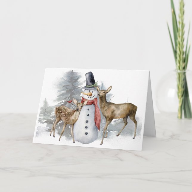 Woodland Snowman Christmas Card (Front)
