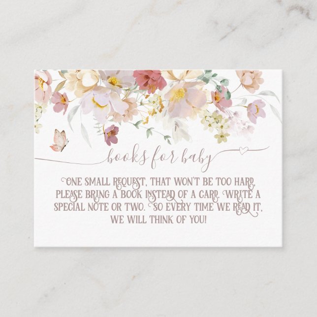 Woodland spring floral girl Baby Shower book for Enclosure Card (Front)