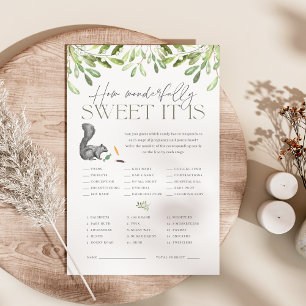 Woodland Squirrel Baby Shower Candy Guessing Game Flyer